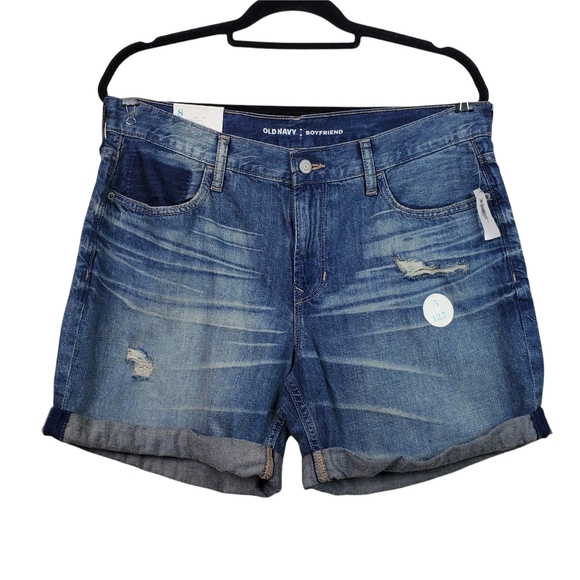 Old Navy Pants - Old Navy Boyfriend Distressed Denim Jean Shorts Size 8 NWT